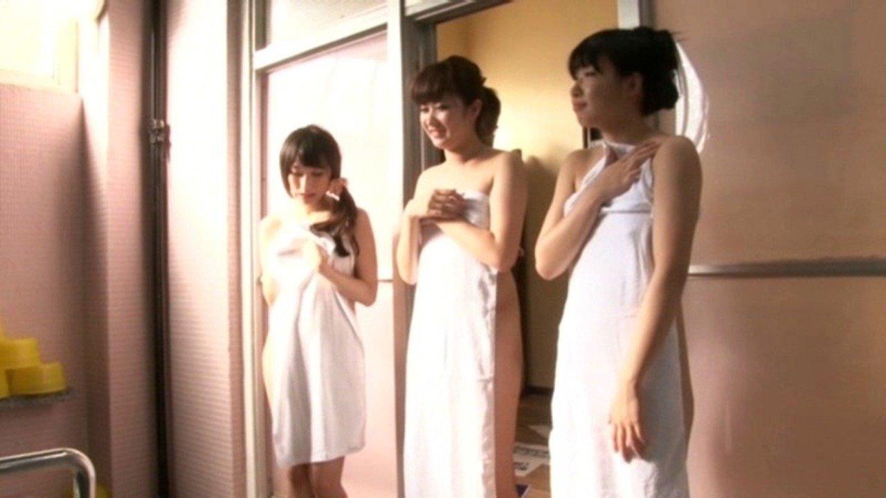 Beautiful Onsen Girl Wrapped Up in Only A Towel - Of Course It's an Onsen! As the Towel Gets Wet Her Hard Nipples Start to Show Driving the Regular Customers Crazy! Wild Lives at the Onsen! Game backdrop