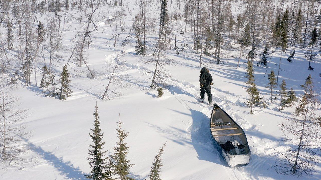 Canoe in the Snow backdrop