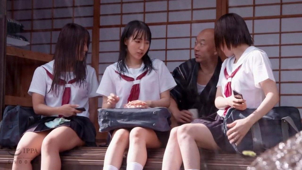 Drenched School Girl Shelter From Rain Convinced To Get Raunchy 6 backdrop